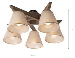 Brilagi - LED Prisadený luster ANTHONY 5xE14/40W/230V dub orech/béžová