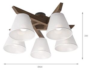 Brilagi - LED Prisadený luster ANTHONY 5xE14/40W/230V dub orech/biela
