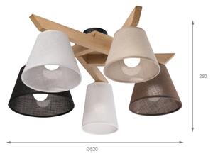 Brilagi - LED Prisadený luster ANTHONY 5xE14/40W/230V dub