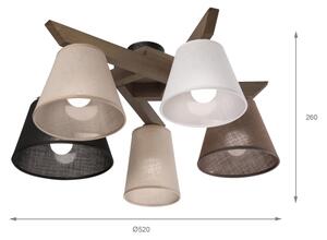 Brilagi - LED Prisadený luster ANTHONY 5xE14/40W/230V dub orech