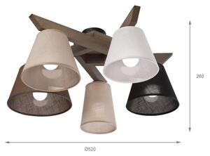 Brilagi - LED Prisadený luster ANTHONY 5xE14/40W/230V dub orech