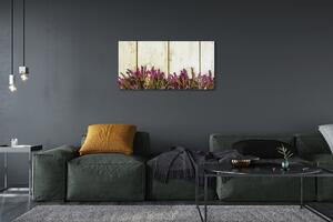 Obraz canvas Fialové kvety dosky 100x50 cm
