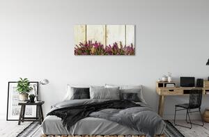 Obraz canvas Fialové kvety dosky 100x50 cm