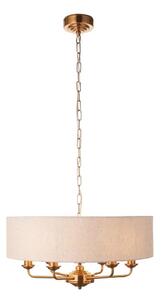 Endon 110722 - Závesný luster HIGHCLERE na reťazi 6xE14/40W/230V, béžová/mosadz, priemer 55 cm