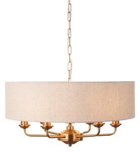 Endon 110722 - Závesný luster HIGHCLERE na reťazi 6xE14/40W/230V, béžová/mosadz, priemer 55 cm