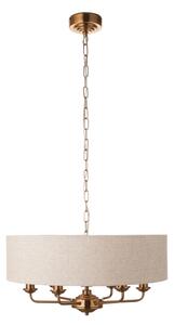 Endon 110722 - Závesný luster HIGHCLERE na reťazi 6xE14/40W/230V, béžová/mosadz, priemer 55 cm