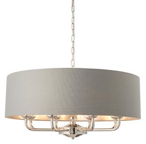 Endon 94415 - Luster na reťazi HIGHCLERE 8xE14/40W/230V šedá/lesklý chróm