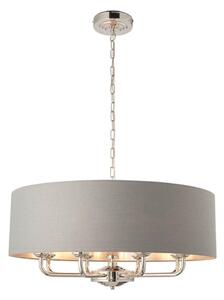 Endon 94415 - Luster na reťazi HIGHCLERE 8xE14/40W/230V šedá/lesklý chróm