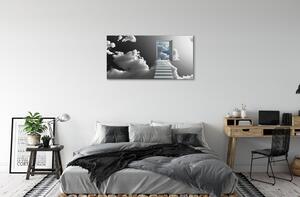 Obraz na plátne Schody mraky dvere 100x50 cm