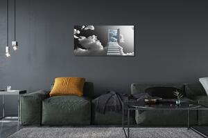 Obraz na plátne Schody mraky dvere 100x50 cm