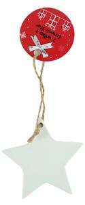 Keramická vianočná ozdoba CLAY STAR 8 cm, biela