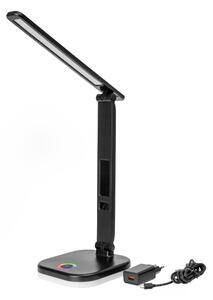 LED RGBW Stm. lampa s bezdr. nab. a displejom USB portom 6W/5V 3000-6500K čierna