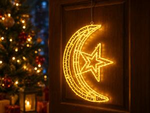LED svietiaci mesiačik – svietiaca dekorácia, 45 cm, teplá biela, 800 LED, 8 programov, diaľkový ovládač