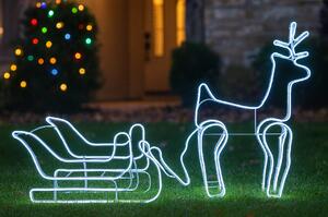 LED vianočná dekorácia Sob so sánkami – studená biela, LED Neon Flex, IP44