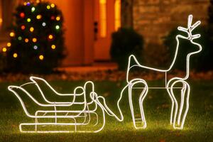 LED Vianočná dekorácia Sob so sane – teplá biela, LED Neon Flex, IP44