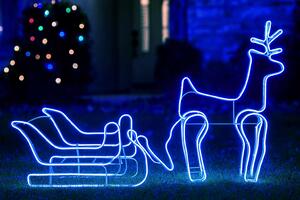 LED Vianočná dekorácia Sob so sane – modrá, LED Neon Flex, IP44