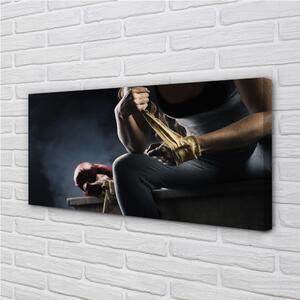 Obraz canvas Žena bandáž rukavice 100x50 cm