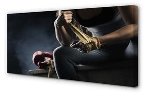 Obraz canvas Žena bandáž rukavice 100x50 cm