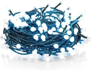 Vianočný LED reťaz s guľôčkami - Cherry, 21m, 210 LED diód, studená biela, prepojiteľný