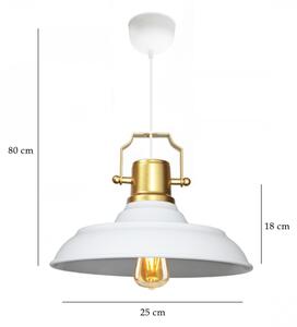 Luster na lanku AYD 1xE27/40W/230V biela+/zlatá