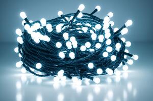 Vianočná LED reťaz s guľôčkami - Cherry, 10m, 100 LED diód, studená biela, prepojiteľná