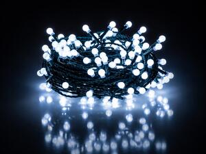 Vianočná LED reťaz s guľami - Čerešňa, 100m, 600 LED diód, studená biela
