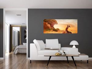 Obraz - Žirafy v Afrike (120x50 cm)