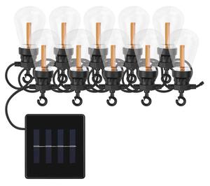 LED reťaz so solárnym panelom – 10x párty žiarovky, 5 m, vonkajšie aj vnútorné, retro