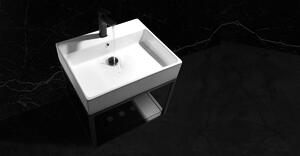 Deante Temisto, umývadlo na dosku 60x50 cm + závesná konzola, biela-čierna, CDTW6U6S