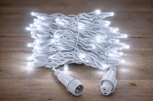 Vonkajšia vianočná LED reťaz PROFI, biely kábel, studená biela, 10m, 100 LED