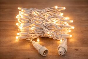 Vonkajšia LED vianočná reťaz PROFI, biely kábel, teplá biela, 10m, 100 LED