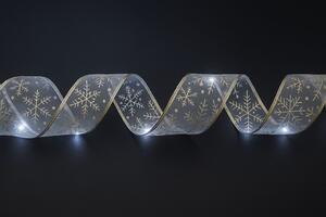 Svietiaca vianočná stuha na batérie - studená biela, 10m, 100 LED