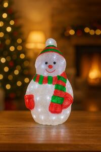 Vianočná LED akrylová dekorácia, snehuliak, studená biela, 47cm