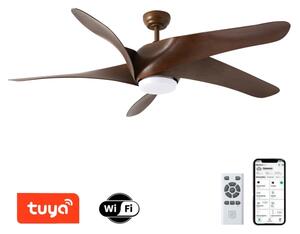 ZEVENTI - LED stropný ventilátor LUCCA LED/18W/230V Wi-Fi Tuya hnedý + diaľkové ovládanie