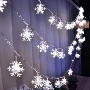 Vnútorná LED vianočná reťaz so snehovými vločkami, studená biela, 3m, 28 LED