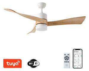ZEVENTI - LED stropný ventilátor NATURITO LED/18W/230V Wi-Fi Tuya biela/dub + diaľkové ovládanie