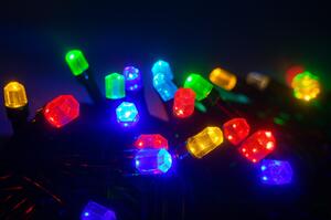 Vonkajšia LED vianočná reťaz so šesťuholníkovými LED diódami, viacfarebná, 10 m, 100 LED