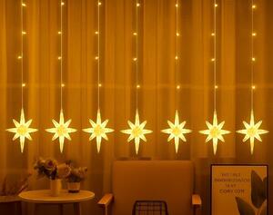 Vnútorný LED vianočný záves - Osemcípe hviezdy , 3m, 138 LED, rôzne farby na výber Farba: Teplá biela