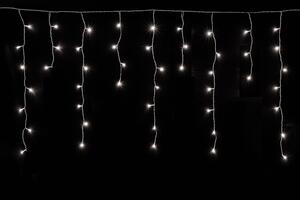 Vnútorný LED vianočný záves na batérie – studená biela, 3 m, 92 LED, s programami