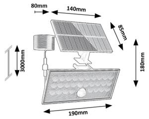 Rabalux 77129 - LED solárny reflektor so senzorom ZAVOD LED/8W/3,7V IP65