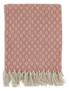 Béžovo-malinový pléd so vzorom a strapcami Aix - 130*150 cm - Chic Antique