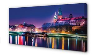 Obraz na plátne Krakow City noc rieka 100x50 cm