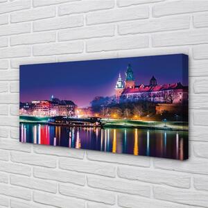 Obraz na plátne Krakow City noc rieka 100x50 cm