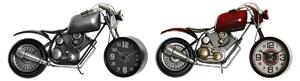 Stolné hodiny DKD Home Decor Motorka 44 x 13,5 x 23 cm Červená Sivá Motocykel Železo Vintage (2 kusov)