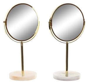 Zrkadlo DKD Home Decor 18 x 13 x 35 cm Sivá Béžová Zlatá Kov Biela Živica Svetlo šedá (2 kusov)