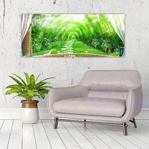 Obraz - Výhľad na tropickú záhradu (120x50 cm)