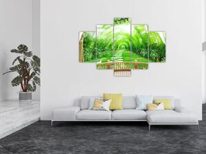 Obraz - Výhľad na tropickú záhradu (150x105 cm)