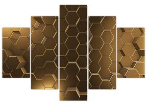 Obraz - Zlaté hexagóny (150x105 cm)