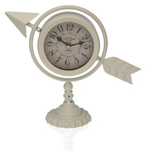 Stolné hodiny Versa Biela Plná šípka Kov (23 x 16 x 8 cm)