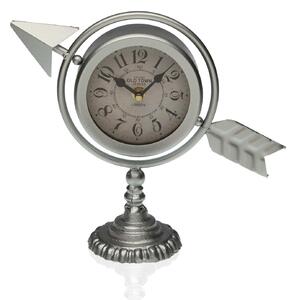 Stolné hodiny Versa Striebristý Plná šípka Kov (23 x 16 x 8 cm)